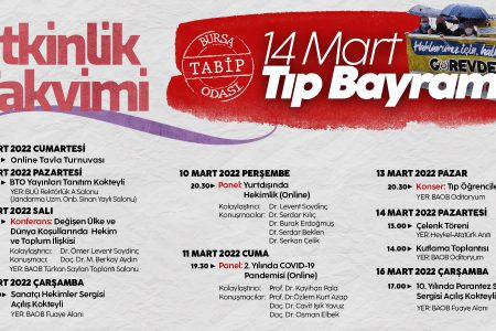 Bursa Tabip Odası 14 Mart Tıp Bayramı Etkinlikleri Takvimi Belli Oldu